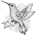 colibri alone melting human tattoo design idea