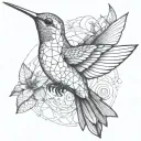 colibri alone melting human tattoo design idea