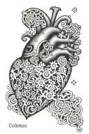 the name Colman.  behind the name is a heart filled with autism awareness puzzle pieces  tattoo design idea