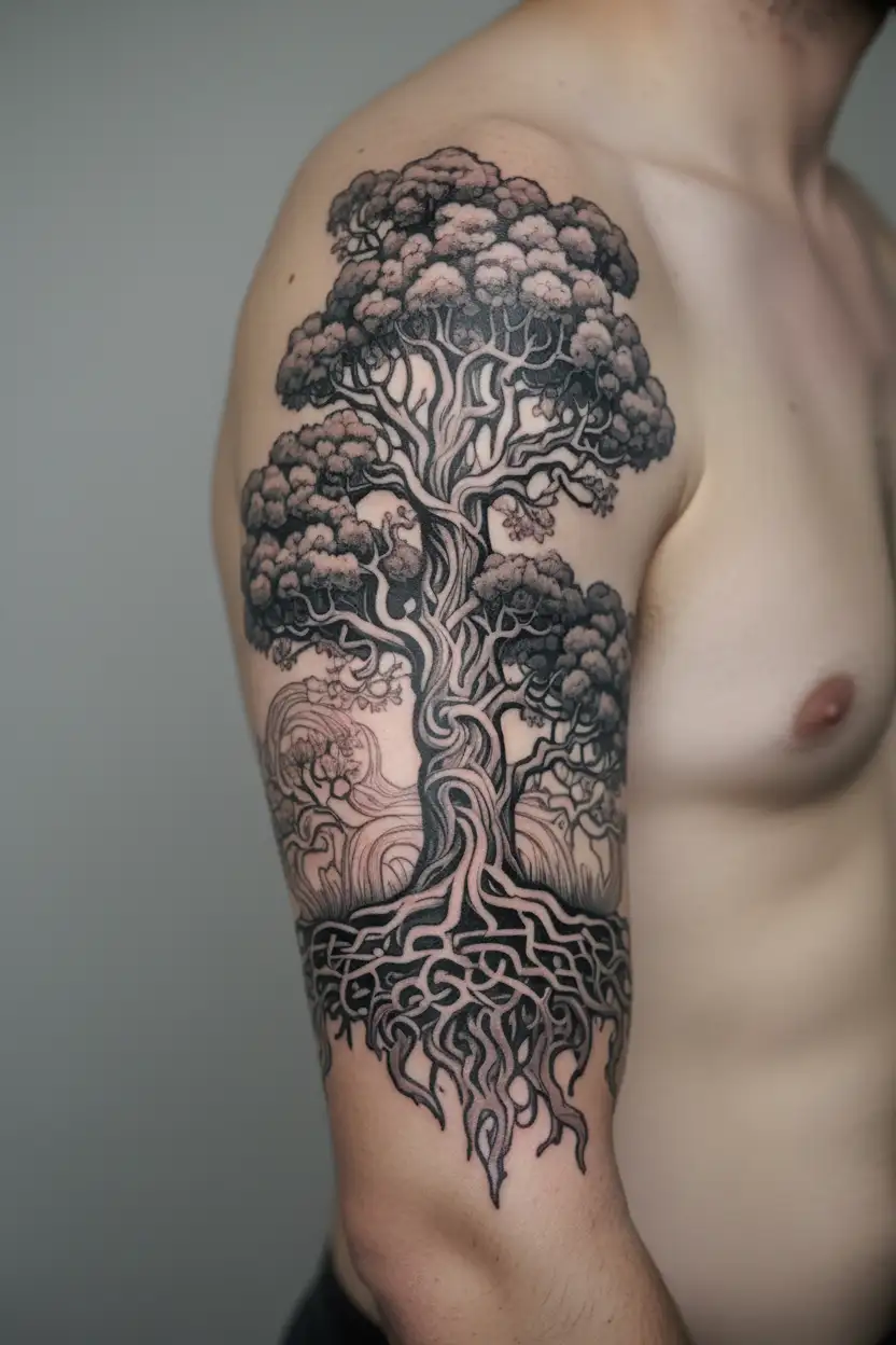 yggdrasil tree tattoo design idea