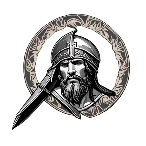 King Leonidas mixed with Spartan Symbol tattoo design idea