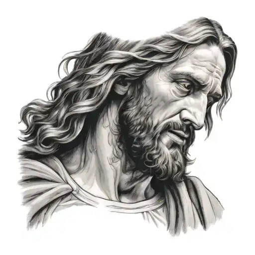 Hyper realistic portrait of Jesus Christ tattoo design idea