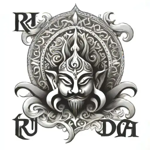 represents the name rudra and birthdate of 8 august tattoo design idea