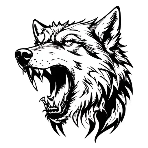 snarling wolf head tattoo design idea