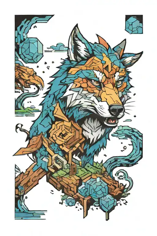 minecraft wolf tattoo design idea