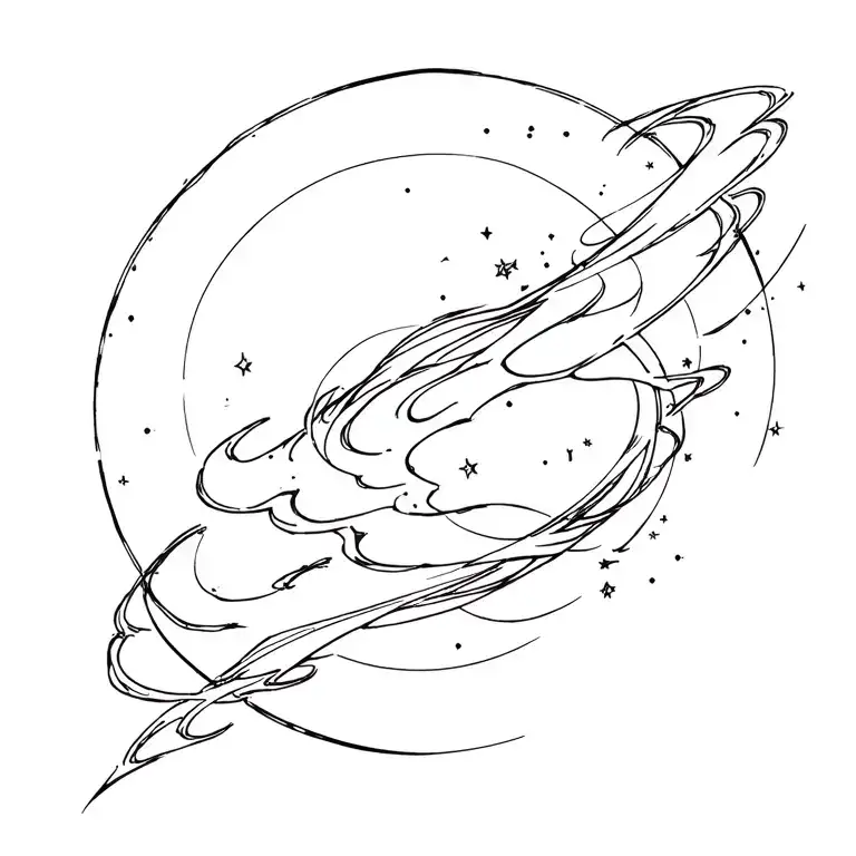 less dark linear galaxy tattoo on back tattoo design idea