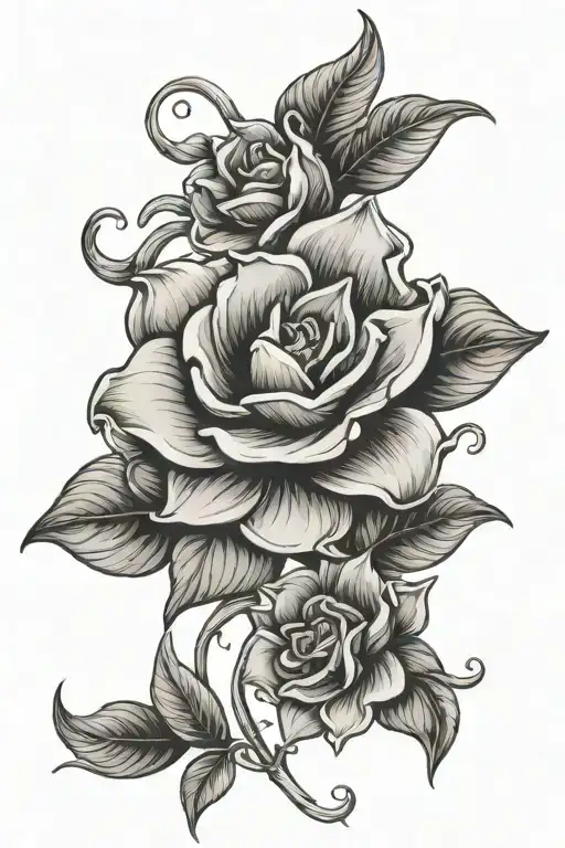 An intricate tattoo design of a gardenia flower intertwined with the symbol of twin flames, representing the client's favorite things and beliefs in love and connection tattoo design idea