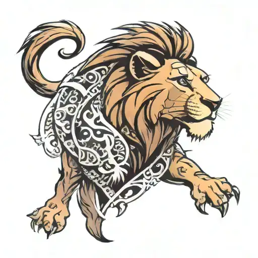 Make me a full sleeve tattoo with Simba, Timon, pumbaa, zazuu, mufasa, and scar on it tattoo design idea