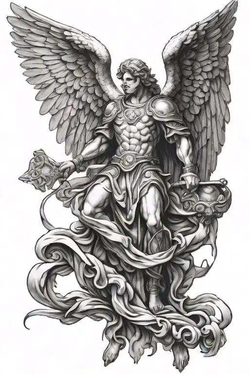 angel Michael archangel black tattoo design idea