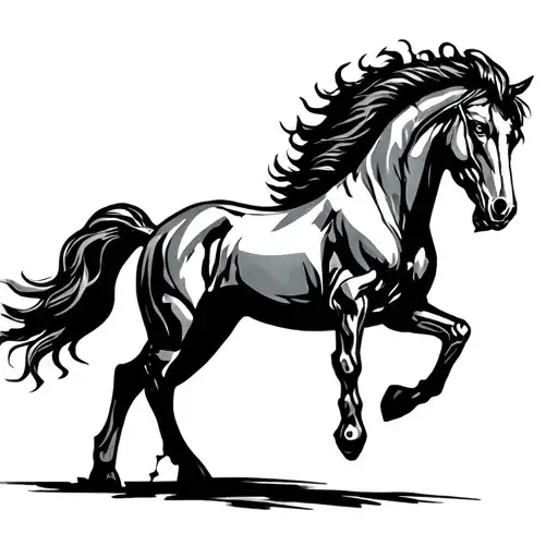 mustang horse head back high  raising up verticaly high up scared or angry no clipping tattoo design idea