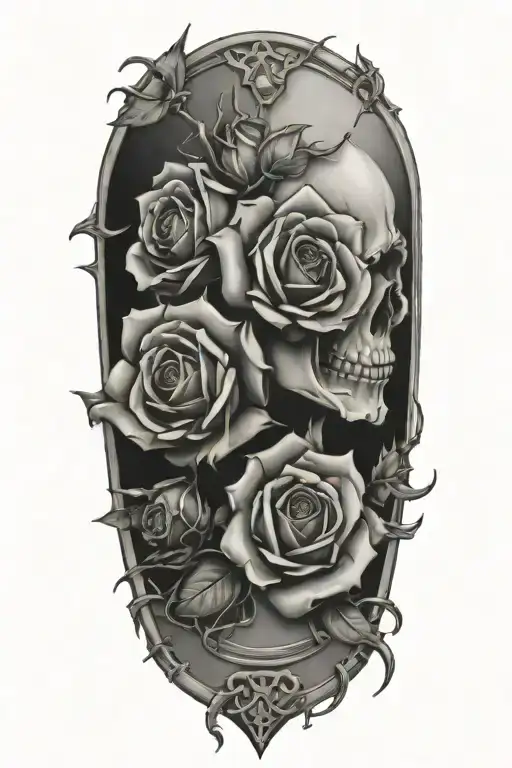 ,playing cards,roses, barbed wire tattoo design idea
