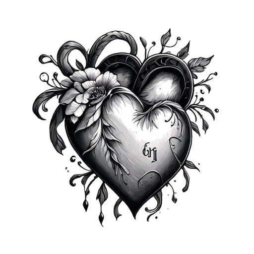 Heart Initials tattoo design idea