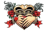 claddagh with child's hand holding heart shape   tattoo design idea