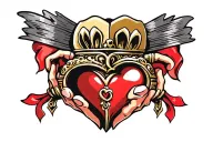 claddagh with child's hand holding heart shape   tattoo design idea