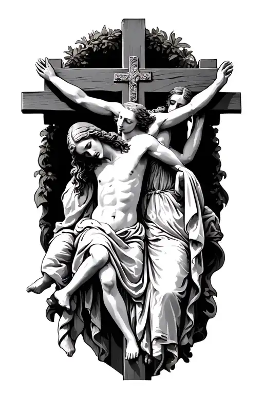 Mary holding Jesus as he's taken down from the cross  tattoo design idea