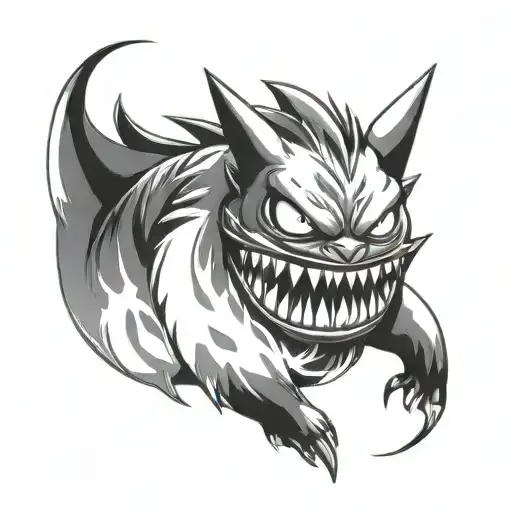 gengar ghost emerging tattoo design idea