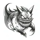 gengar ghost emerging tattoo design idea