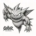 gengar ghost emerging tattoo design idea