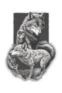 wolf howling moon tattoo design idea
