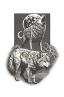 wolf howling moon tattoo design idea