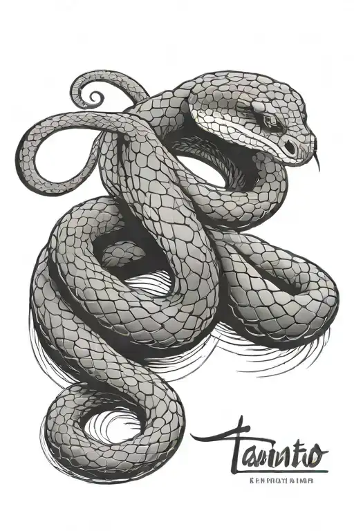 black mamba snake wrapped with infinity in tail tattoo design idea