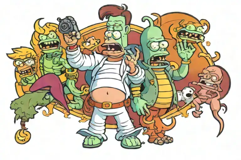 futurama character ghosts tattoo design idea