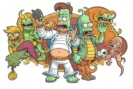 futurama character ghosts tattoo design idea