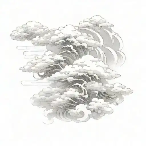 Auspicious clouds,  ink art style, brush drawing, only one piece of cloud, brush draw, thick line, dark theme tattoo design idea