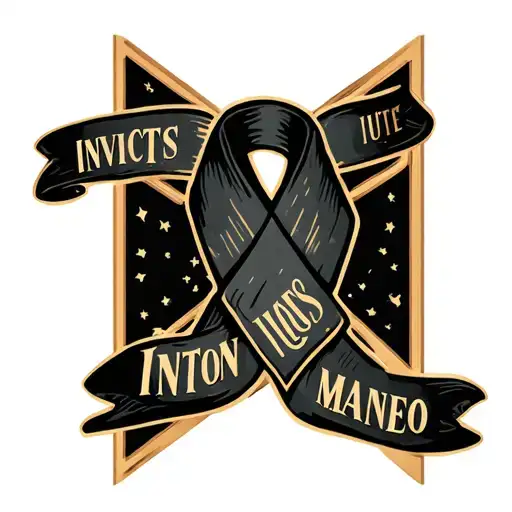 Non hodgkin's lymphoma ribbon with Invictus maneo banner tattoo design idea