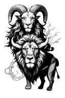 Aquarius with a ram and a Taurus and a lion tattoo design idea
