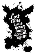quote "lost time is never found again" written inside tattoo design idea