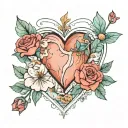 bts love yourself heart with Smeraldo flower blooming tattoo design idea