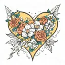 bts love yourself heart with Smeraldo flower blooming tattoo design idea