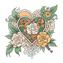 bts love yourself heart with Smeraldo flower blooming tattoo design idea