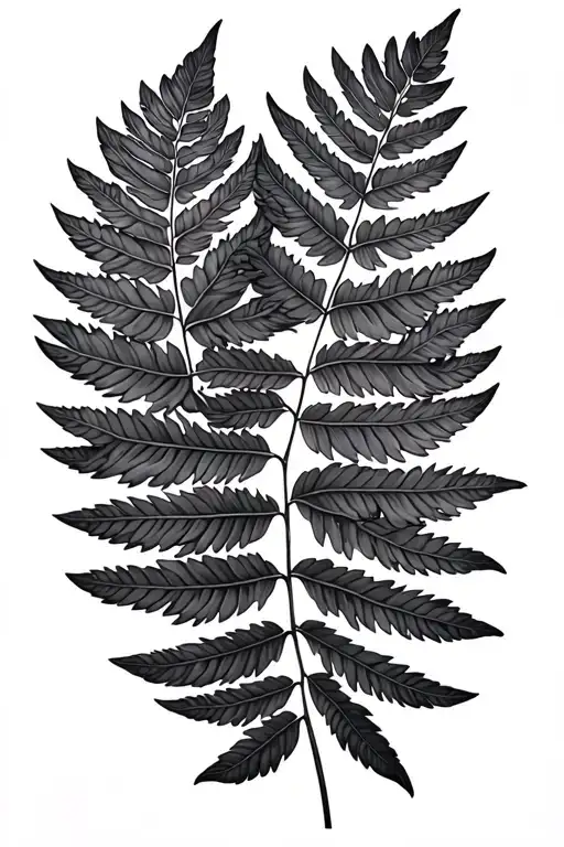 black and grey fern leaf tattoo design idea