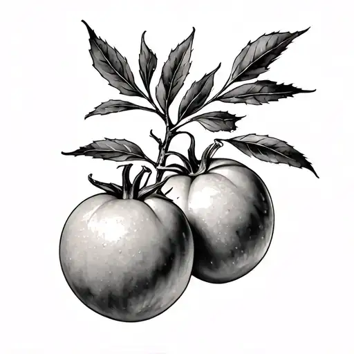Lemons Tomato Olive branch tattoo design idea