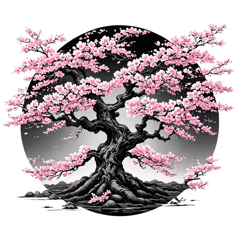 japanise cherry blossom tree tattoo design idea