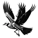 two birds flying one live one a skeleton homage to death tattoo design idea