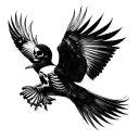 two birds flying one live one a skeleton homage to death tattoo design idea