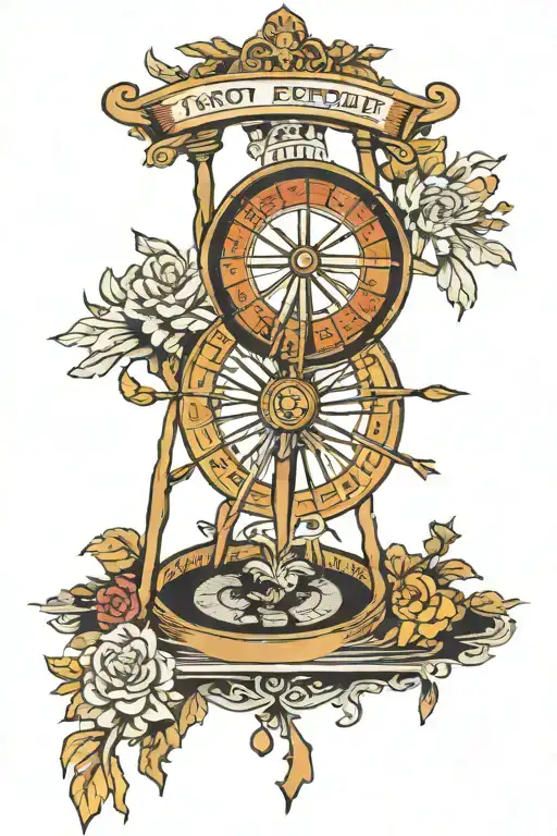 Tarot card the wheel of Fortune tattoo design idea