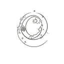 waxing Crescent moon with Isa name written tattoo design idea