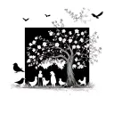 blossem tree with robbin brids together with my nan and grandad walkint together  tattoo design idea
