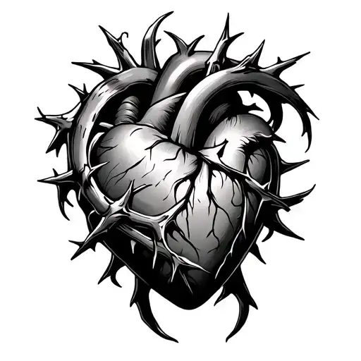 heart wrapped in thorns tattoo design idea