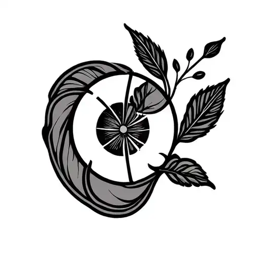 :Imagine a compact, circular emblem that balances minimalist line work with symbolic  tattoo design idea