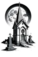 church graves / moon tattoo design idea