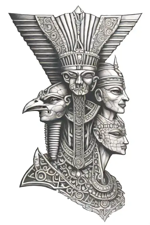 Amun RA forming a family portrait tattoo design idea