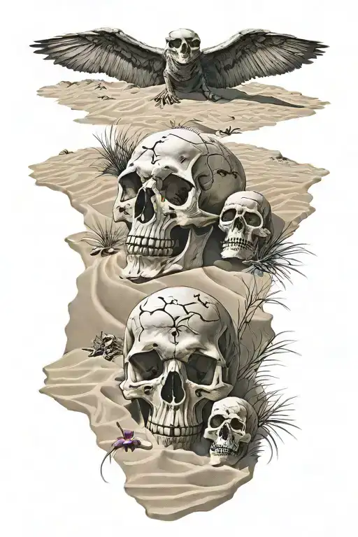 sand dunes and skulls tattoo design idea