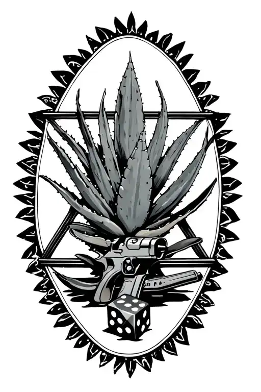 agave plant gun dice smile now cry later triangle turtle arm sleeve tattoo design idea