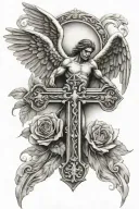 cross and angel dad memorial tattoo tattoo design idea