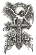 cross and angel dad memorial tattoo tattoo design idea